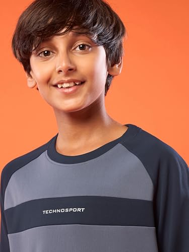 Image of TECHNOSPORT Boy's Polyester Slim Fit Crew Neck Half Sleeve T-Shirt with Technocool+, Anti Microbial Propeties for Sports and Regular Use