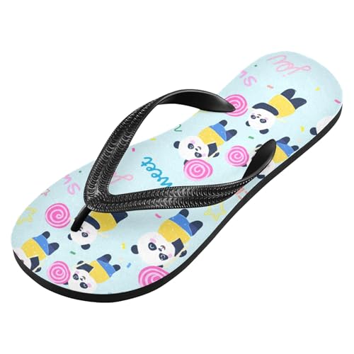 Burbuja Pandas Holding Lollipops Flip Flops for Women Men, Soft Thong Sandals Rubber Slippers for Pool Beach Essentials2