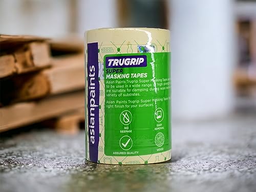 Image of Asianpaints Trugrip Super Masking Paper tape, gum tape 20meter Length (1inch 2.4cms Pack of 12)