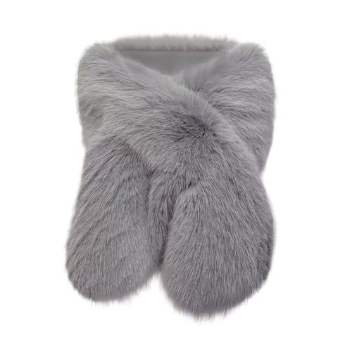 Women Luxurious Winter Faux Fur Scarf Wrap Collar Shrug Fur
