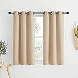 NICETOWN Bedroom Blackout Curtains and Drapes - Window Treatment Thermal Insulated Solid Grommet Blackout Draperies for Kitchen/Cafe (Biscotti Beige, Set of 2, 34 by 50 Inch)