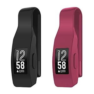 EEweca 2-Pack Clip for Fitbit Inspire or Inspire HR Holder Accessory, Black+Sangria (not for inspire 2)