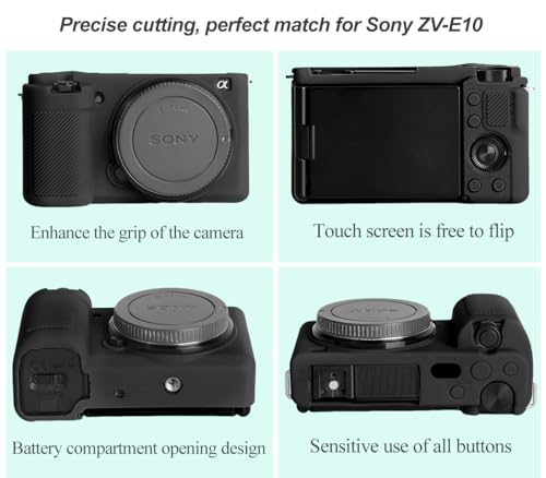 Pocoukate Capa para câmera Sony ZV-E10 Vlog, capa protetora de silicone macio com protetor de tela Z