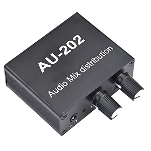 AU-202 Stereo Mixer Audio Distributor for Headphones