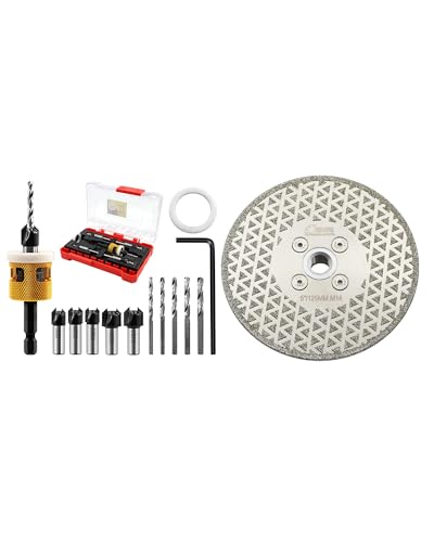 Foret avec Fraisoir et SHDIATOOL Disque Diamant 125mm pour percer et couper