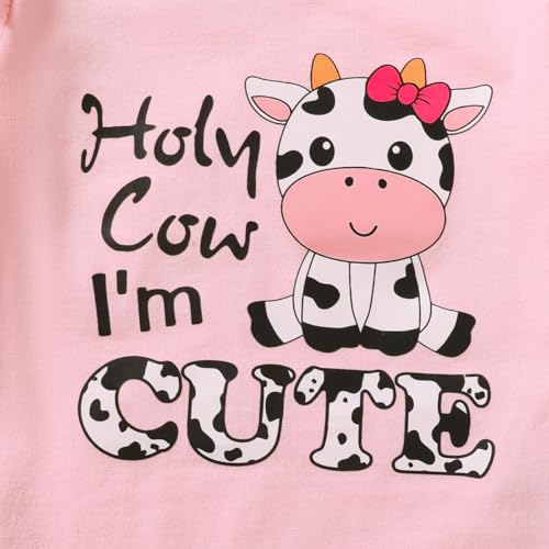 Baby Girl Cow Print Outfit Infant Cow Clothes for Girls Baby Bell Bottom Outfit Sets4