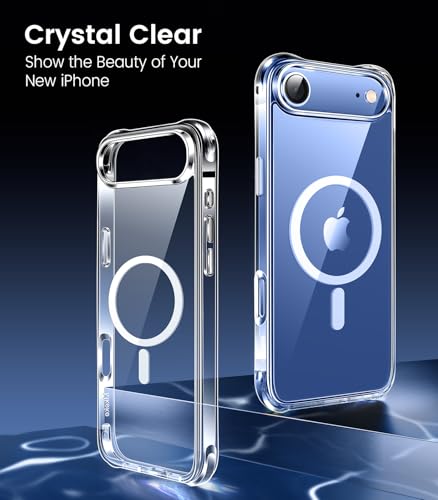 Image of Mkeke Magnetic Designed for iPhone Air Case Clear, [Compatible with MagSafe] [Not Yellowing] [Military-Grade Drop Protection] Protective Case for iPhone 17 Air Case with Shockproof Bumper 2025
