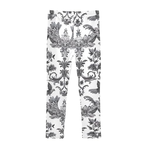 Kids High Waist Gray Flowers Floral Leggings for Toddler Girls 4T 202b53252