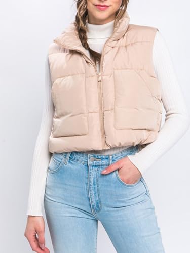 Design by Olivia Women's Cropped Puffer Vest Lightweight Sleeveless Warm Outerwear Padded Crop Vests4