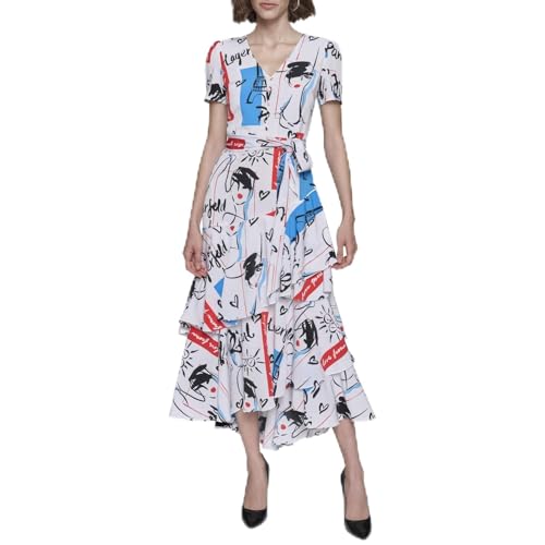Robe décontractée haut de gamme Karl Lagerfeld Paris, confection d'exception blanc multicolore 46