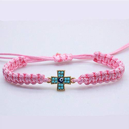 Brosco Fashion DIY Red Cord String Cross Charm Bracelet Weaved Bracelets Bangle Chain