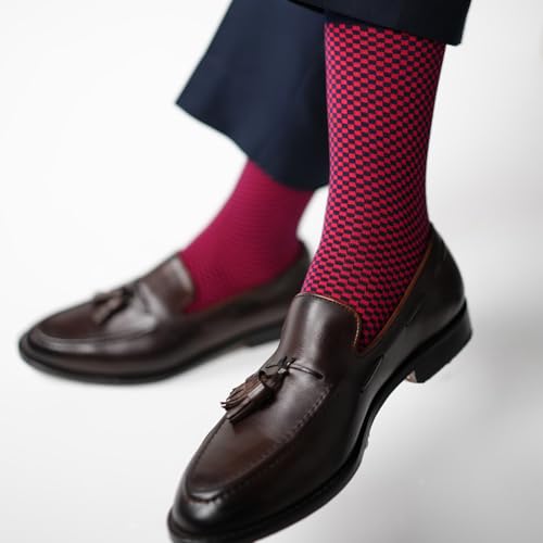 Image of Theater Men's Classic Check Socks | Premium Mercerized Cotton | Soft & Breathable | Luxury Formal & Office Wear