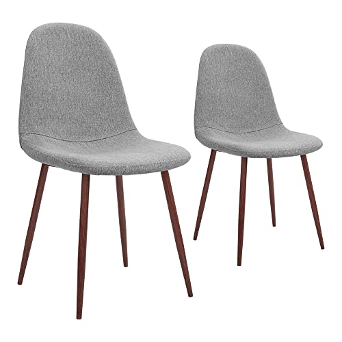 Canglong Fabric Cushion Seat Back, Mid Century Metal Legs For Kitchen Dining Room Side Chair, Set Of 2, Grey #TOP3