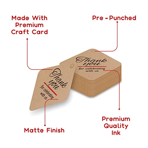 Image of Clickedin - Thank You Brown Tags for Packaging with String 50 Pieces
