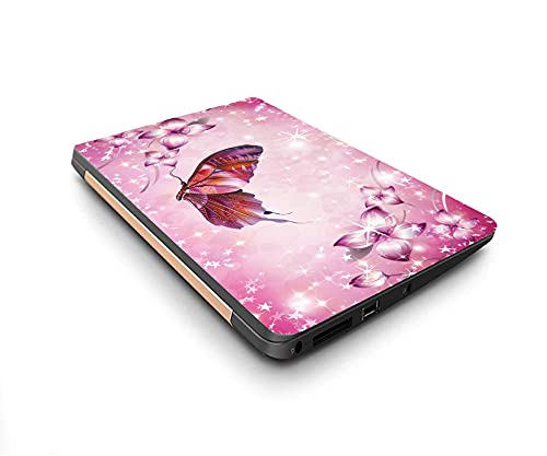 Image of Galaxsia Pink Butterfly Vinyl Laptop Skin /Sticker /Cover /Decal Compatible for Any 15 to 15.6 Inches Laptop (Hp /Dell /Sony /Acer /Lenovo /Asus. Etc) Or Notebook.