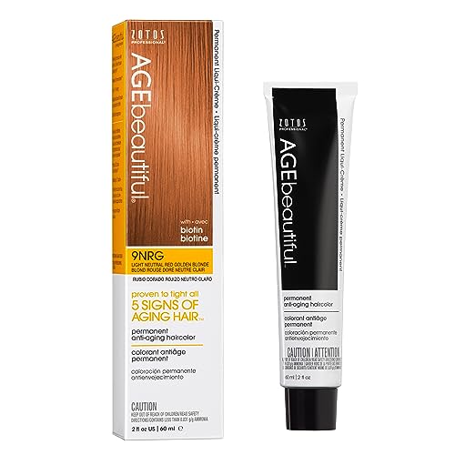 Image of AGE beautiful Permanent Hair Color Cream, 100% Gray Coverage Hair Dye with Biotin Anti-Aging Formula for Fuller, Thicker Hair, Professional Salon Quality