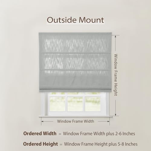 Image of TWOPAGES Isabella No Drill Cordless Roman Shade Linen Textured Cotton Roman Blind for Windows, Custom Made Room Darkening Blackout Roman Window Shade, Hardware Included, Light Gray, 1 Piece