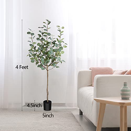 Lomanto Artificial Eucalyptus Tree 4Ft Fake Eucalyptus Plant In Pot Faux Tree For Home Decor Indoor Living Room Office Perfect Housewarming Gift 2Pack #TOP3