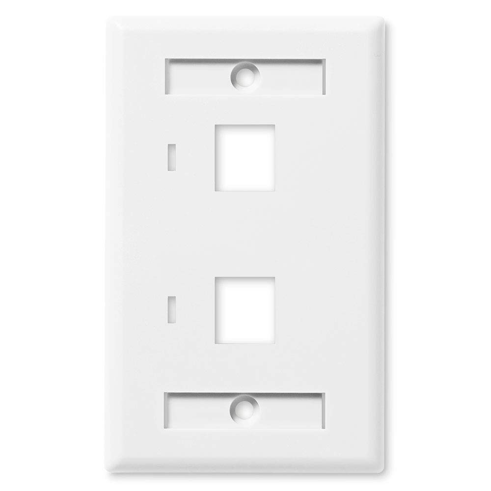 DIYTECH 12-Port Keystone Wall Plate - 2 Gang White, In-Wall Patch Panel With Mounting Bracket-634173