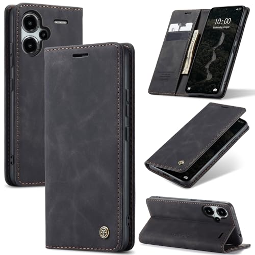 Azororo Handyhülle für Xiaomi Redmi Note 13 Pro Plus 5G Hülle Premium Lederhülle Flip Case Magnet Tascher Kartenfach Standfunktion Klapphülle Schutzhülle für Redmi Note 13 Pro Plus 5G Schwarz