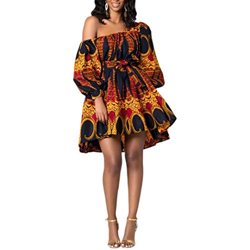 Image of Women Boho African Floral Print Pleated Short Midi Dress Multi-Way Dress for Casual Rave Club Party