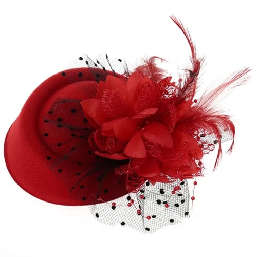 Vintage-Fascinator pour femmes avec voile floral pour thé, chapeau de cocktail et pinces, bandeau noir style cylindre victorien Vintage-Fascinator pour femmes avec...