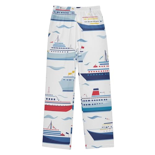 ZZXXB Marine Ship Boys Long Pants Soft Trousers Elastic Waist Kids Lounge Bottoms with Pockets S-XL