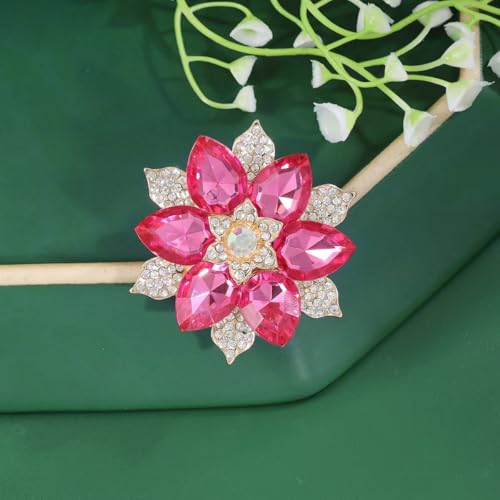 Image of Rhinestone Sunflower Brooch Pin for Women Red Black Purple Large Flower Broochs Snowflake Brooch Marquise Wreath Brooches Jewelry