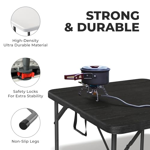 Image of Our Modern Space 34 inch Square Foldable Table with Built in Handle & Steel Legs | Heavy Duty Portable | Perfect for Party, Dining, Wedding, Events, Picnic Indoor, Outdoor, Camping, Utility, Temporary
