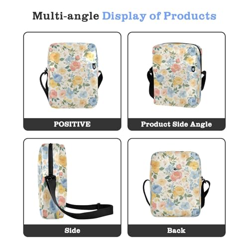 KLL Beige Floral Flowers men's messenger bag Vegan Leather mens shoulder bag Travel Shoulder Hand Bags4