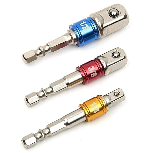Drill Set bit 1 Pc Wrench Socket Adapter Drill Bit Hex Shank 1/2 1/4 3/8 with Steel Balls Driver Drill Impact Socket Extension Bit Adapter Drill Collet Adapter(3 in 8)