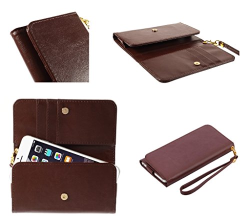 DFV mobile - Cover Premium Crazy Horse PU Leather Wallet Case with Card Slots Compatible avec Turing Phone - Brown