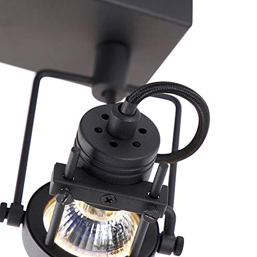 Qazqa Verstellbarer Deckenstrahler, Deckenspot - Suplux - Schwarz, max. 10W, Geeignet für LED, 36cm, 3-flammig, Ideal als Wohnzimmerlampe, Küche lampe