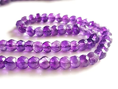 Natural Amethyst Gemstone Faceted Roundels Beads | Faceted Gemstone Purple Amethyst Size - 4-4.5 Mm 12 Inch Loose Gemstone Beads | Amethyst Rondelle Beads Strand [Msku 50] #TOP12
