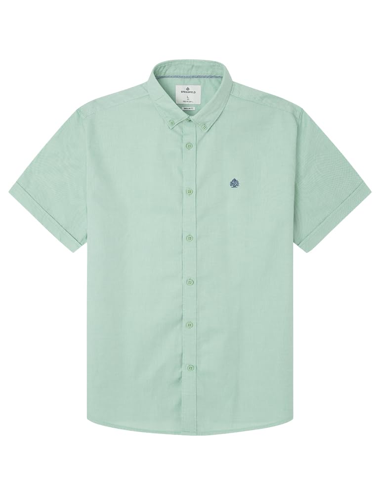 SPRINGFIELD Men's Reconsider Cotton Straight Sleeve Shirt, Grass Green, L
