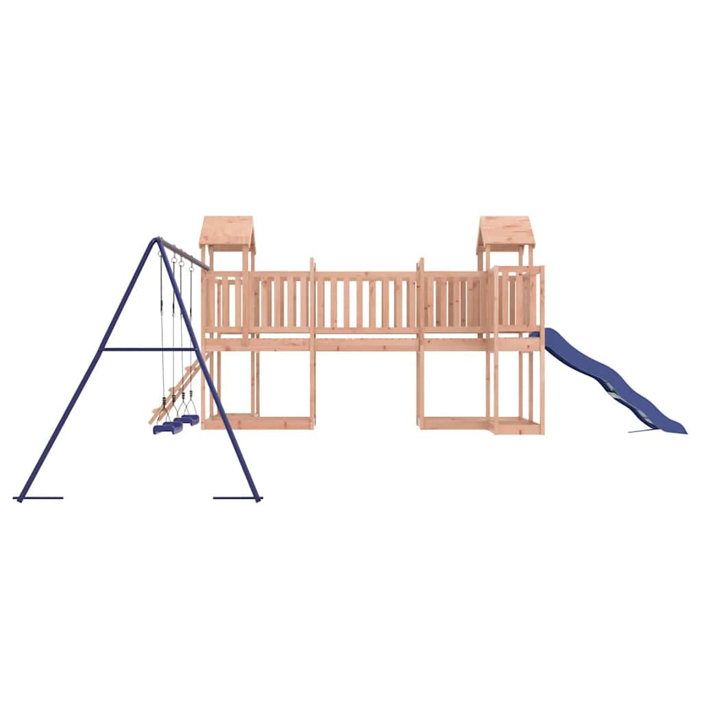 Spielturm aus massivem Douglasienholz mit Rutsche, Schaukel, Sandkasten, Klettergerüst und Sicherheiten für Kinder im Garten, robustes Holz, wetterfest, outdoor geeignet