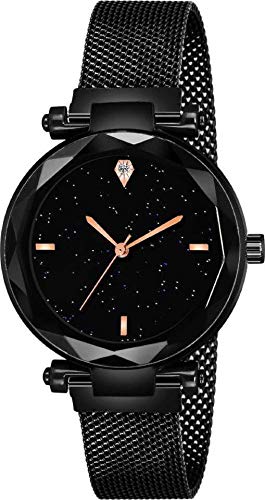 Acnos® Premium 4 Point Black Color with Trending Magnetic Analogue Metal Strap Watch for Girls and Womens Pack of - 1(P-200) (B08965PCNG) Amazon Price History, Amazon Price Tracker