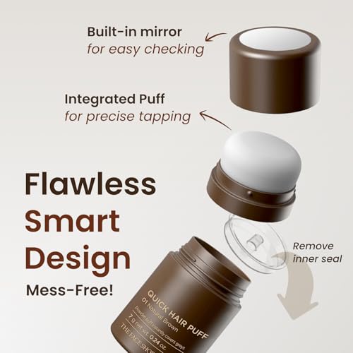 The Face Shop Quick Hair Puff - Natural Brown - Root Touch Up Hair Color, Hairline Powder Conceals Hair Loss, Hair Topper for Women & Men - Hair Fibers for Thinning Hair, Root Cover Up, Gray Concealer - Image 6