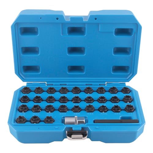 maXpeedingrods 32PCS Wheel Locking Nut Key Kit Anti-Theft Lug Nut Socket Removal Tool Wheel Lock Removal Kit Compatible with Mercedes Benz Automotive Tire Lock Nut Remover Tool