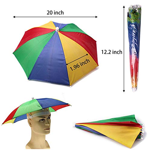 Spokki D-FZ-YJ003-05 Umbrella Hat 4 Pack For Kids Adults Outdoor 20 Inch Multicolor Head Umbrella Cap Rainbow Fishing Hats And Folding Waterproof Hands Free Party Beach Headwear thumb #1
