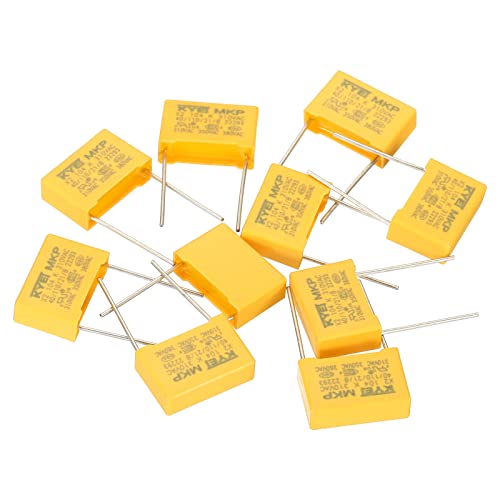 Image of PATIKIL Safety Capacitors, 10 Pack 0.1uF AC 310V 15mm Pin Pitch 18x12x6mm Polypropylene Film Capacitor Assortment Kit for DIY Electronic Products