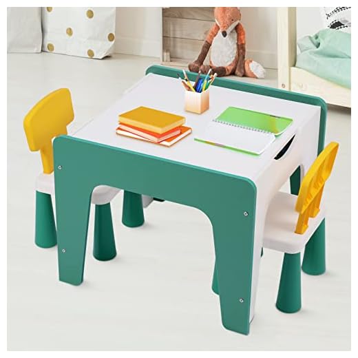 XCSOURCE 5 in 1 Kids Table and Chair Set, Wooden Table with 2 Chairs and Storage Baskets,Childrens Studying Desk Furniture,Play Activity Table for Drawing, Reading, Train, Art Playroom,Eating