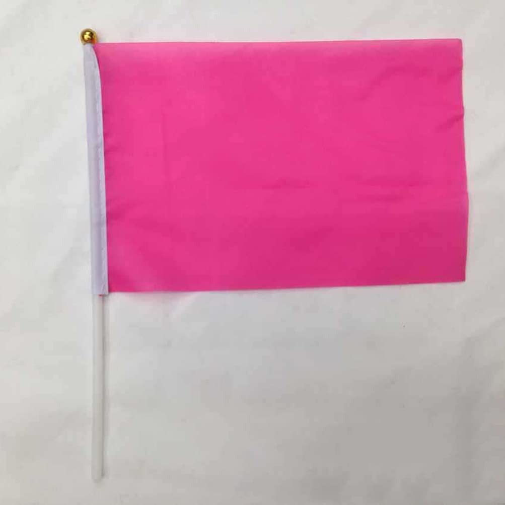 BESPORTBLE 100pezzi Bandiere Quadrata Portatili in Poliestere Bandiere Sventolante Mano Per Feste e Celebrazioni Striscione Per Feste Rosa Chiaro