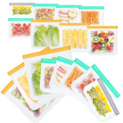 Reusable Freezer Bags Food Storage Bags for Meal Prep Containers,...