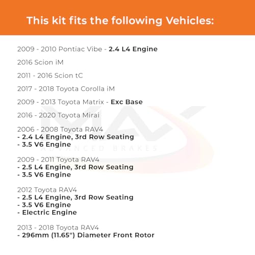 Image of MAX Advanced Brakes - Front Brake Kit For 2006-2018 Toyota RAV4 (11.65 inch Dia Front Rotors), 2009-2013 Toyota Matrix| Carbon Ceramic Brake and Rotor Kit| Geomet Coated Cross-Drilled Brake Rotors