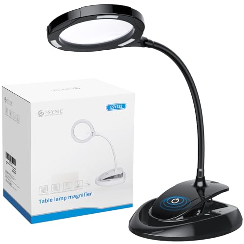 eSynic Black Magnifying Glass with Light Flexible...