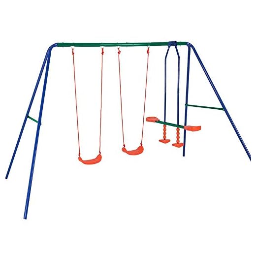 BAKAJI Altalena da Giardino per Bambini 4 Posti con Cavalluccio Dondolo Bimbi per Uso Esterno, Struttura Robusta in Acciaio