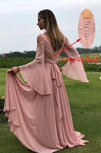 Kissey Prom Long Sleeve Eucalyptus Bridesmaid Dresses For Women Off Shoulder Ruched Wedding Guest Evening Gown With Slit Us6 #TOP1