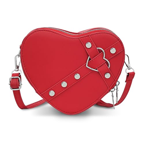 Heart Shaped Bag, PU Leather Small Crossbody Bags Heart Shaped Crossbody Purse, Heart Purse Mini Crossbody Bag