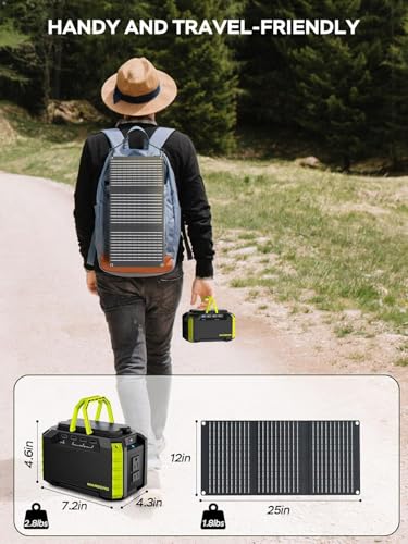 Image of MARBERO Solar Generator 150W Peak 150Wh Portable Power Station with Solar Panel Included Camping Power Supply with AC Outlet DC USB Ports for Outdoor RV Fishing Emergency